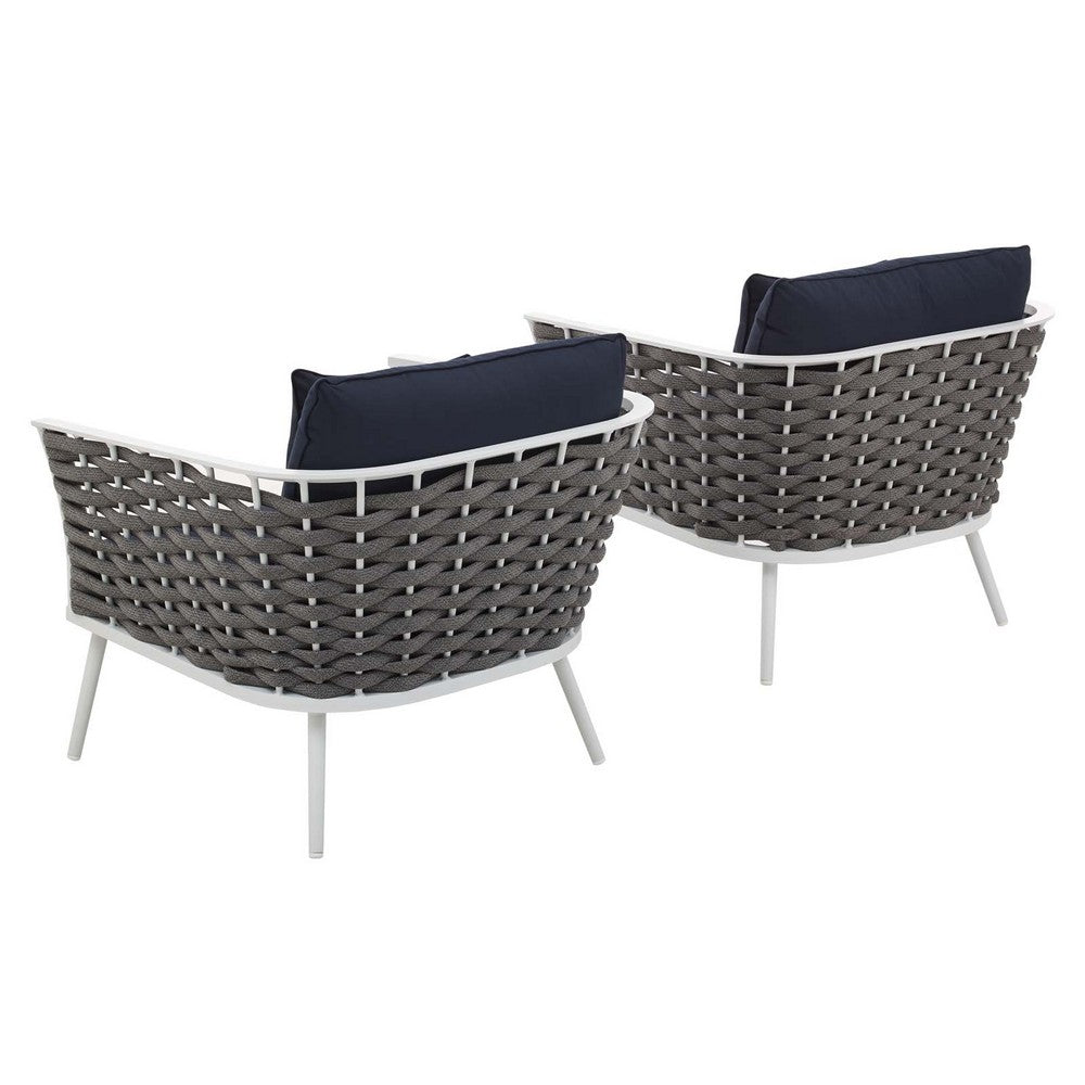 Stance Outdoor Patio Aluminum Armchair Set of 2 by Modway| Blue