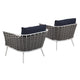 Stance Outdoor Patio Aluminum Armchair Set of 2 by Modway| Blue