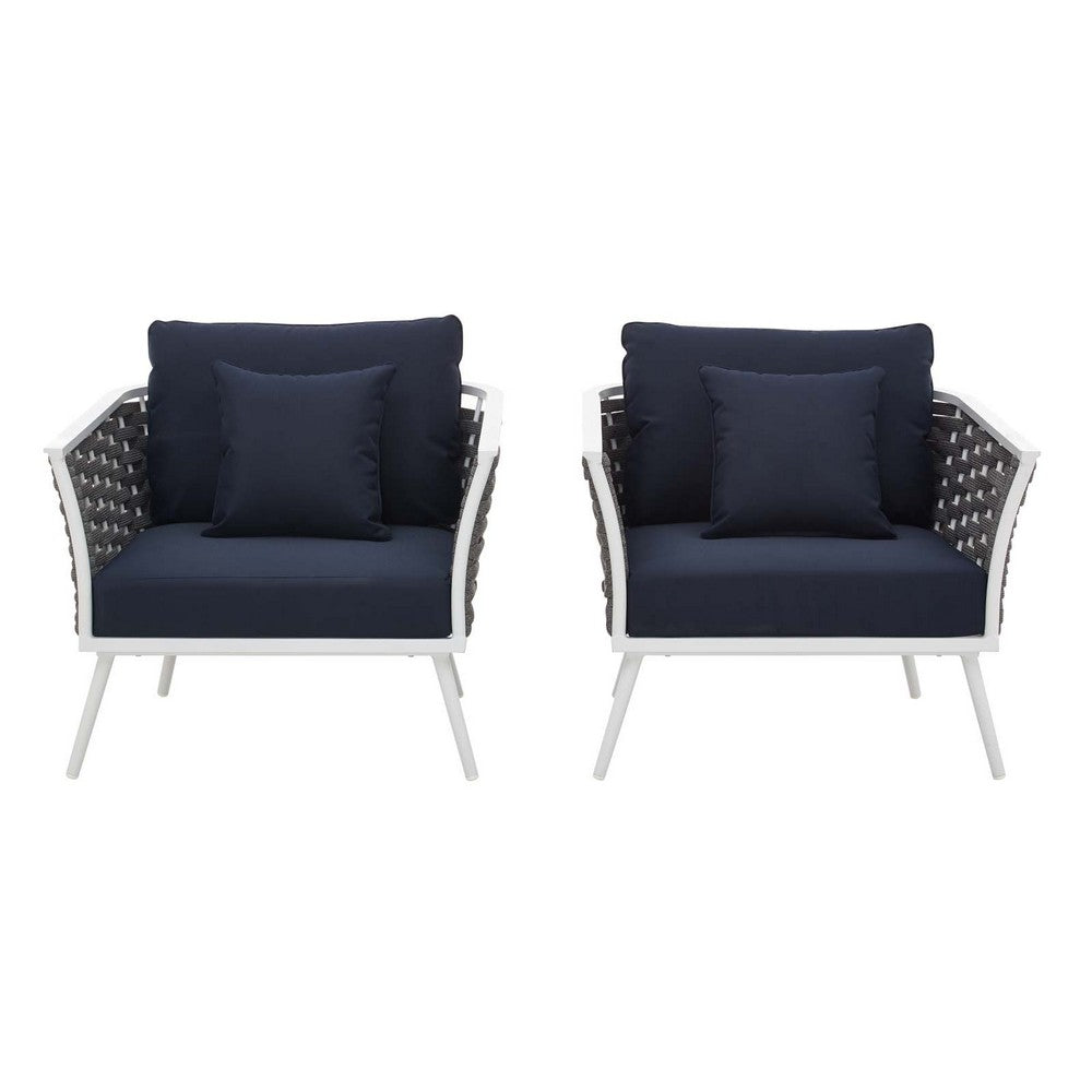 Stance Outdoor Patio Aluminum Armchair Set of 2 by Modway| Blue