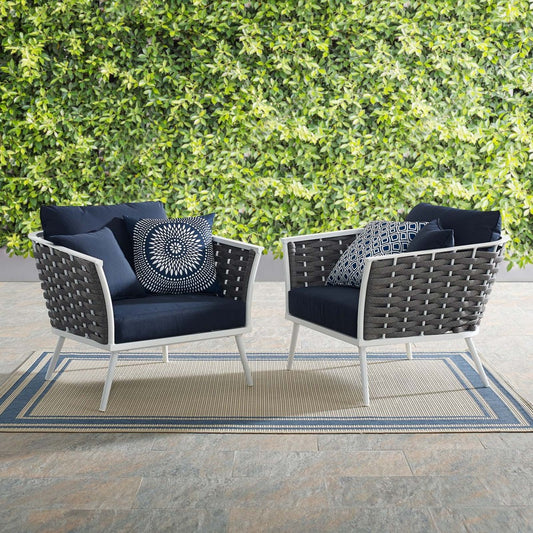 Stance Outdoor Patio Aluminum Armchair Set of 2 by Modway| Blue
