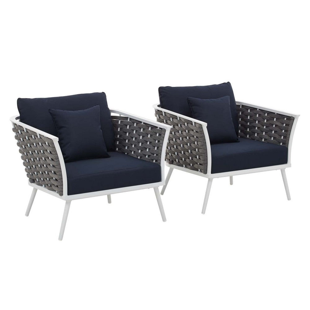 Stance Outdoor Patio Aluminum Armchair Set of 2 by Modway| Blue