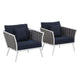 Stance Outdoor Patio Aluminum Armchair Set of 2 by Modway| Blue