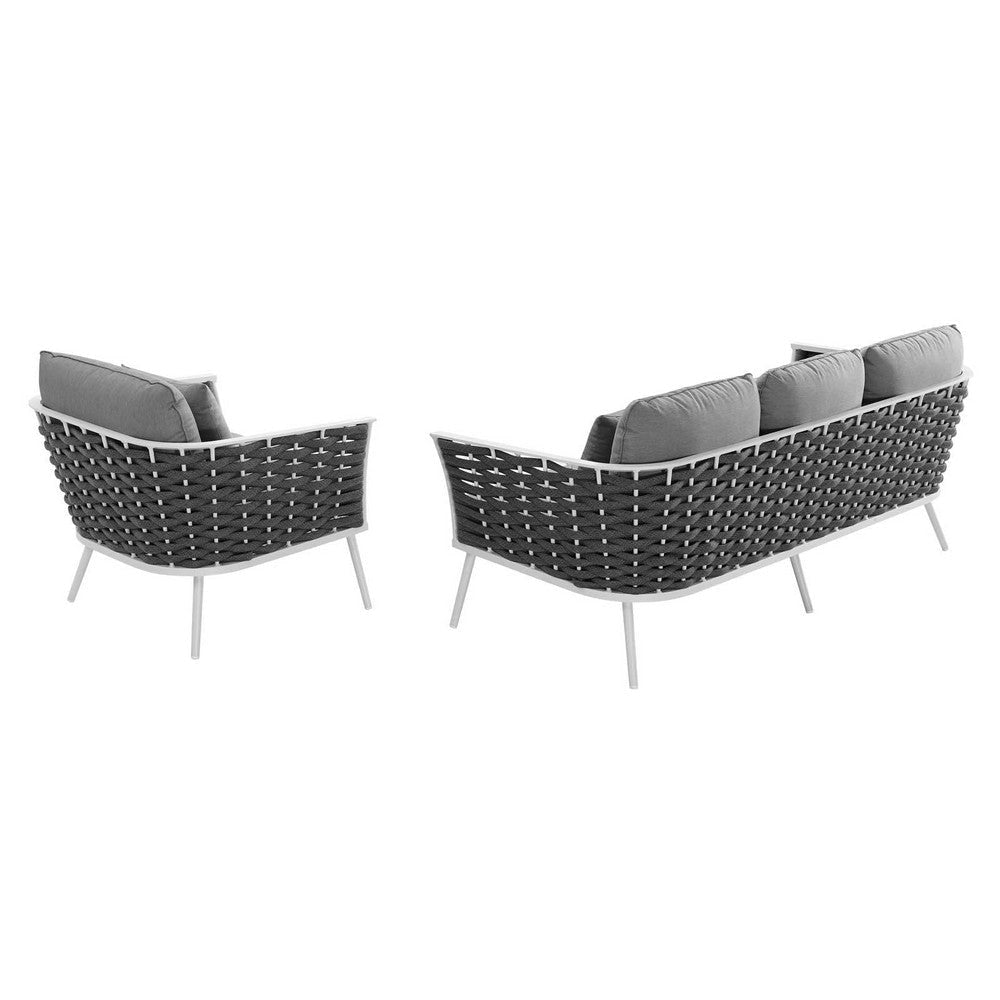 Modway Stance Outdoor Patio Aluminum Sofa and Armchair White Gray MDY-EEI-3164-WHI-GRY-SET