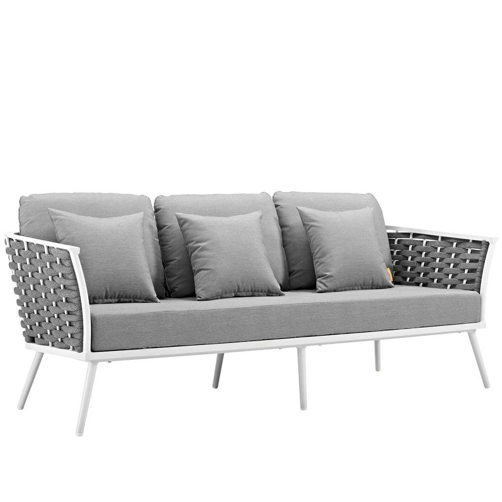 Modway Stance Outdoor Patio Aluminum Sofa and Armchair White Gray MDY-EEI-3164-WHI-GRY-SET