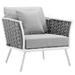 Modway Stance Outdoor Patio Aluminum Sofa and Armchair White Gray MDY-EEI-3164-WHI-GRY-SET