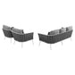 Modway Stance Outdoor Patio Aluminum Sofa and Two Armchairs White Gray MDY-EEI-3165-WHI-GRY-SET