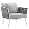 Modway Stance Outdoor Patio Aluminum Sofa and Two Armchairs White Gray MDY-EEI-3165-WHI-GRY-SET