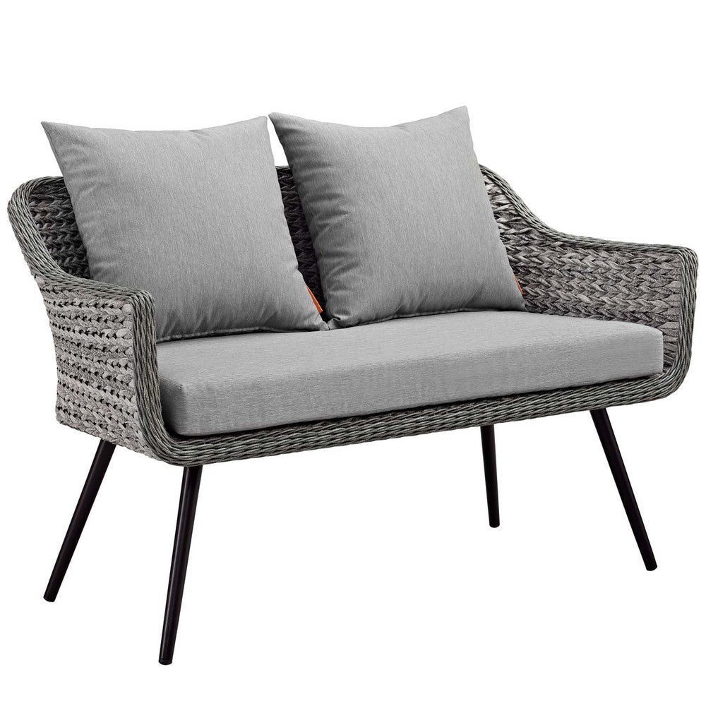 Modway EEI-3174-GRY-GRY-SET Endeavor Outdoor Patio Wicker Rattan Sectional Sofa Set 2 Piece Gray Gray MDY-EEI-3174-GRY-GRY-SET