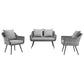 Modway EEI-3175-GRY-GRY-SET Endeavor Sectional Sofa Set Gray Gray MDY-EEI-3175-GRY-GRY-SET