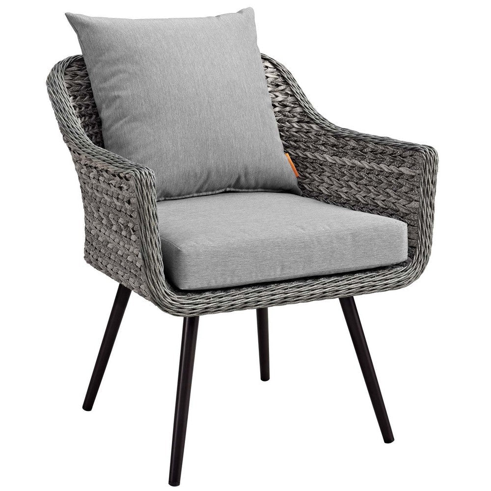 Modway EEI-3177-GRY-GRY-SET Endeavor Outdoor Patio Wicker Rattan Sectional Sofa Set 4 Piece Gray Gray MDY-EEI-3177-GRY-GRY-SET