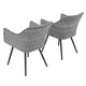 Endeavor Outdoor Patio Wicker Rattan Dining Armchair Set of 2 by Modway| Gray