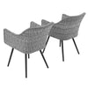 Modway EEI-3181-GRY-GRY-SET Endeavor Outdoor Patio Wicker Rattan Dining Armchair Set of 2 Gray MDY-EEI-3181-GRY-GRY-SET