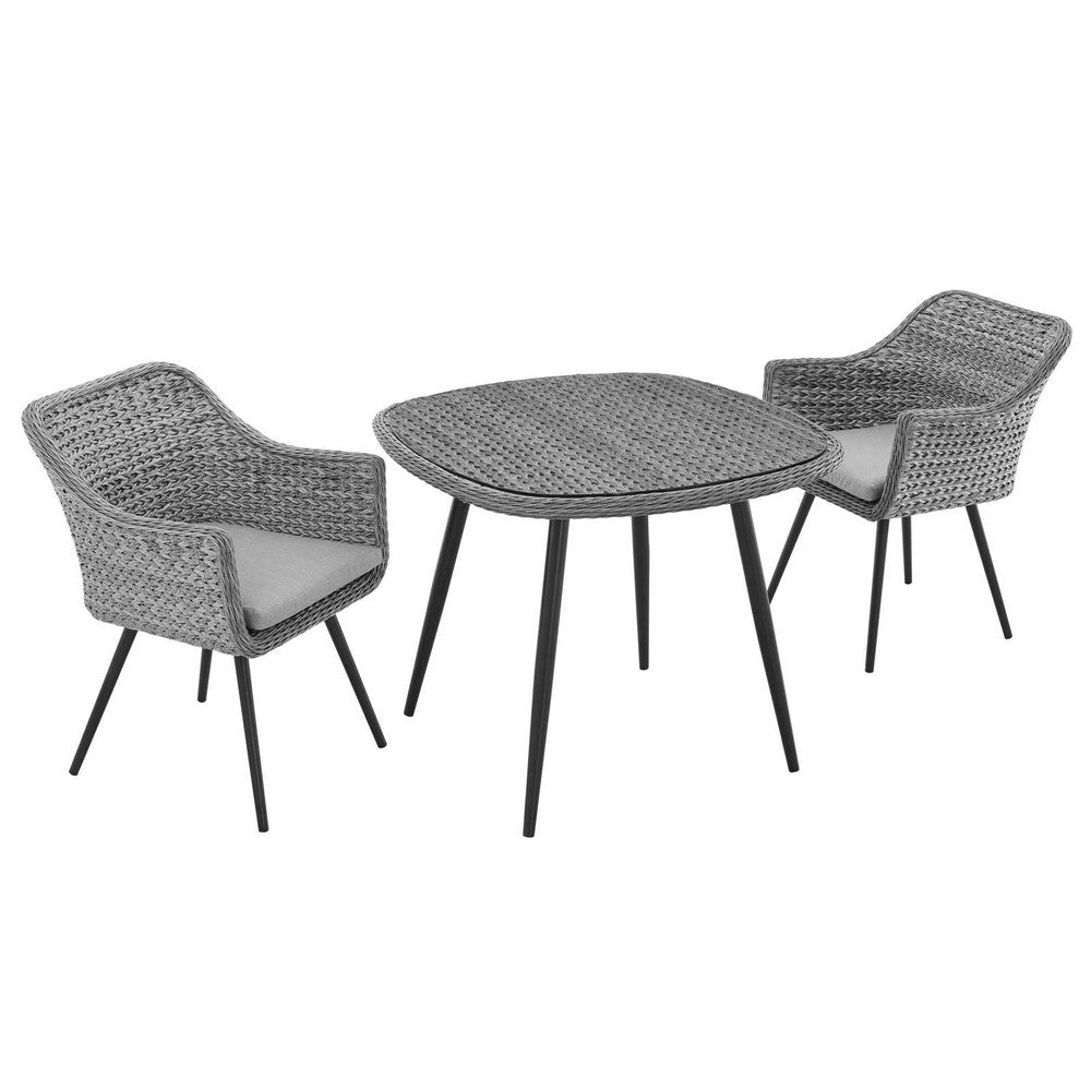 Endeavor 3 Piece Outdoor Patio Wicker Rattan Dining Set by Modway| Gray