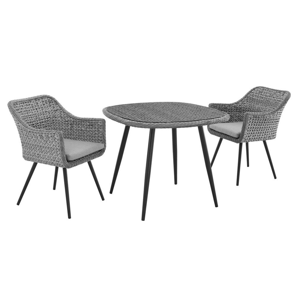 Endeavor 3 Piece Outdoor Patio Wicker Rattan Dining Set by Modway| Gray