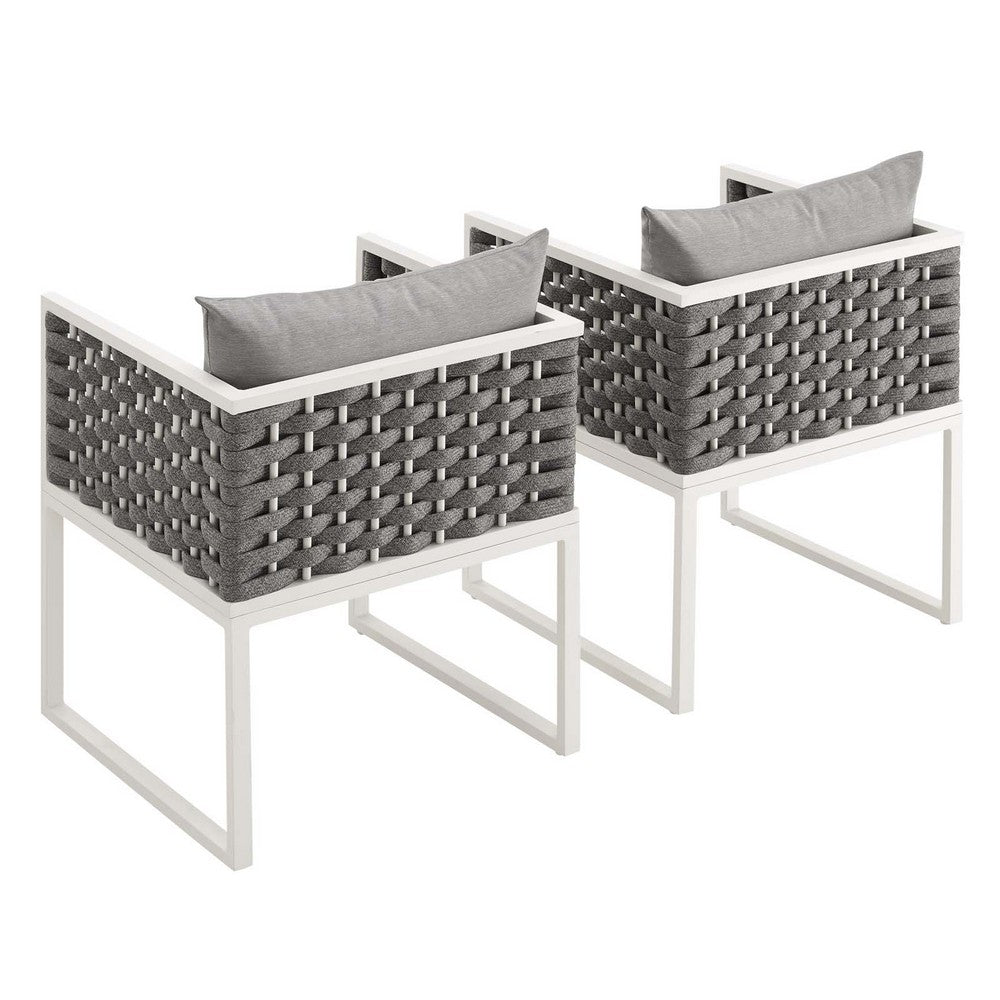 Stance Outdoor Patio Aluminum Dining Armchair Set of 2 by Modway| Gray