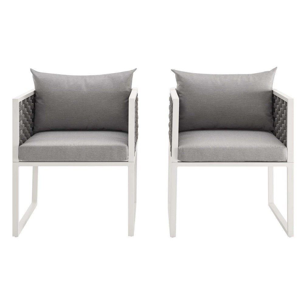Stance Outdoor Patio Aluminum Dining Armchair Set of 2 by Modway| Gray