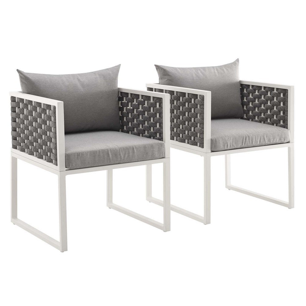 Stance Outdoor Patio Aluminum Dining Armchair Set of 2 by Modway| Gray