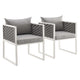 Stance Outdoor Patio Aluminum Dining Armchair Set of 2 by Modway| Gray