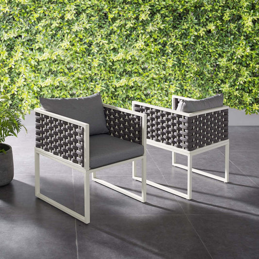 Stance Outdoor Patio Aluminum Dining Armchair Set of 2 by Modway| Gray