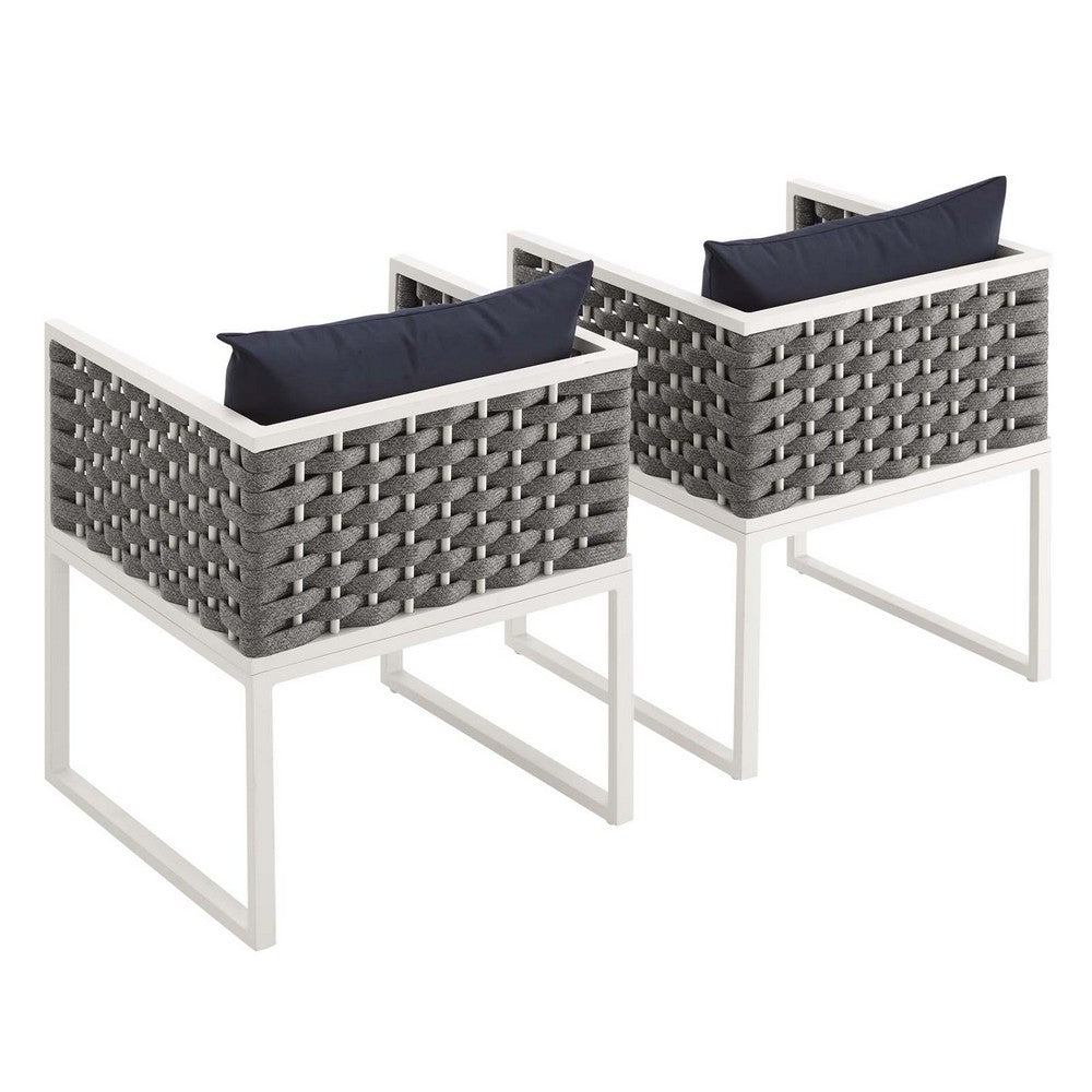Stance Outdoor Patio Aluminum Dining Armchair Set of 2 by Modway| Blue