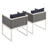 Modway Stance Outdoor Patio Aluminum Dining Armchair Set of 2 White Navy MDY-EEI-3183-WHI-NAV-SET