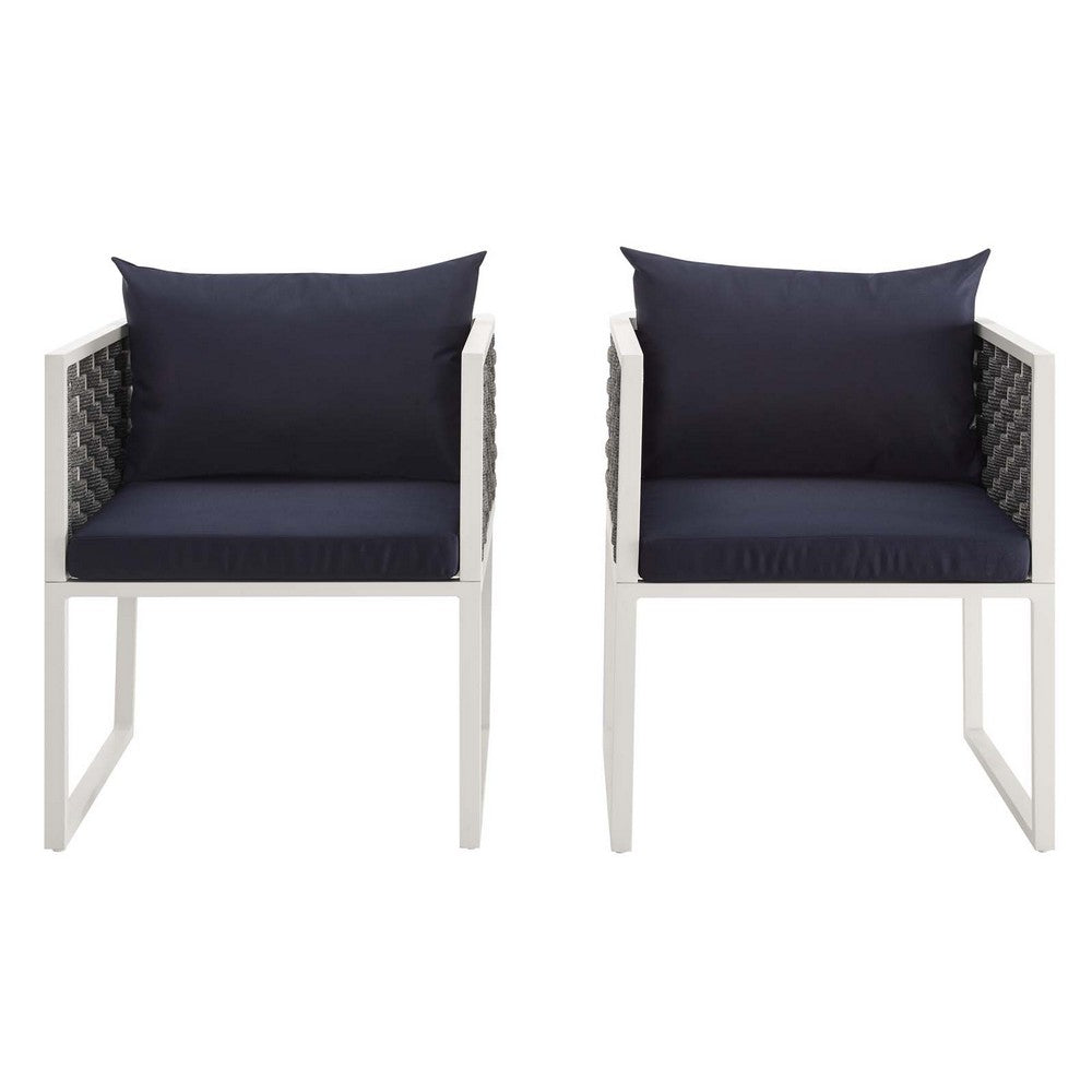 Stance Outdoor Patio Aluminum Dining Armchair Set of 2 by Modway| Blue