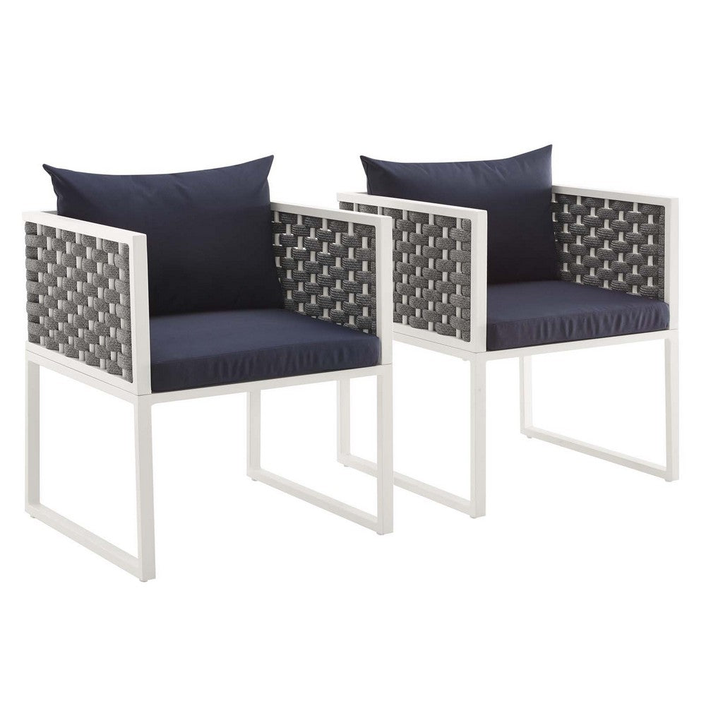 Stance Outdoor Patio Aluminum Dining Armchair Set of 2 by Modway| Blue