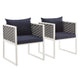 Stance Outdoor Patio Aluminum Dining Armchair Set of 2 by Modway| Blue
