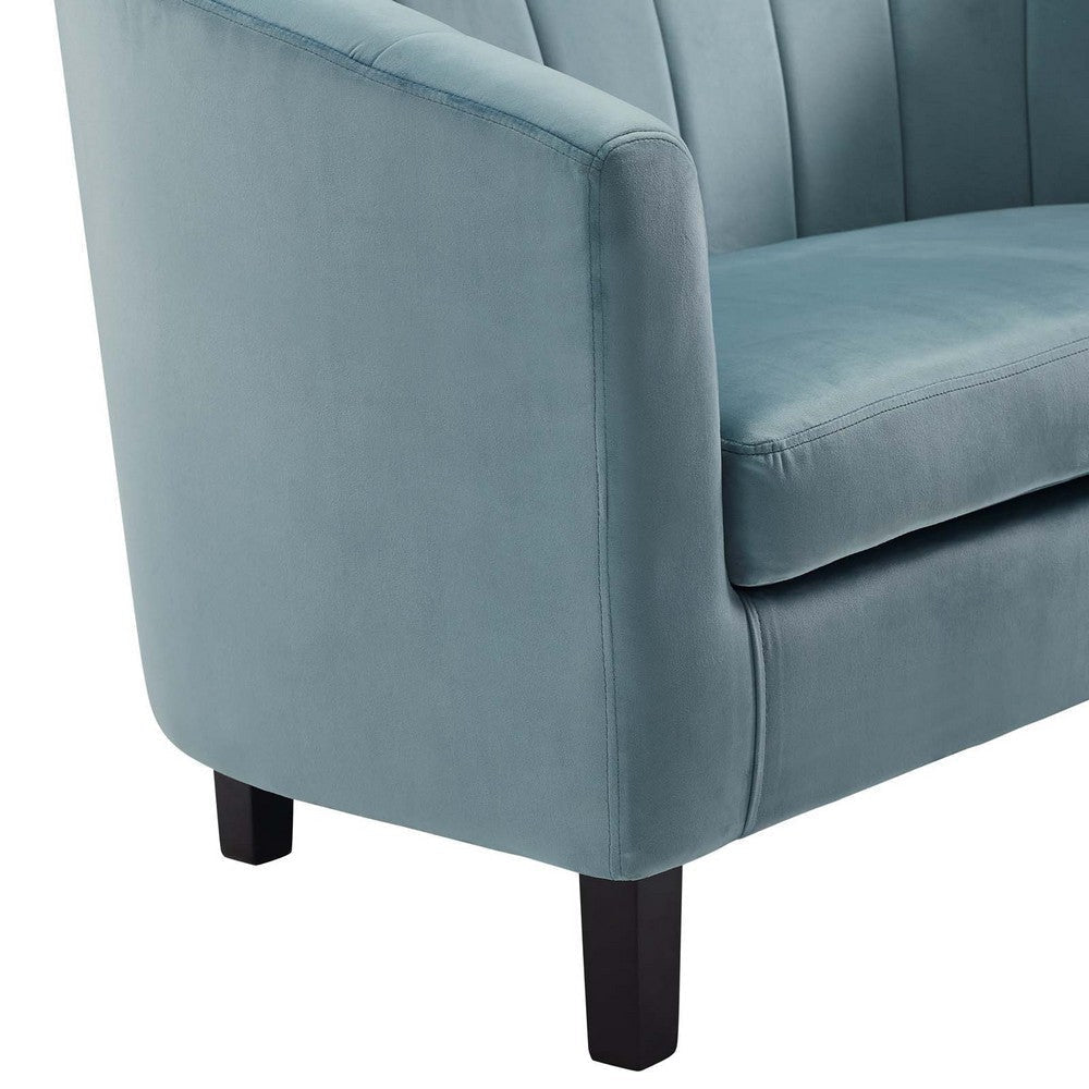 Modway Prospect Channel Tufted Upholstered Velvet Armchair Light Blue MDY-EEI-3188-LBU