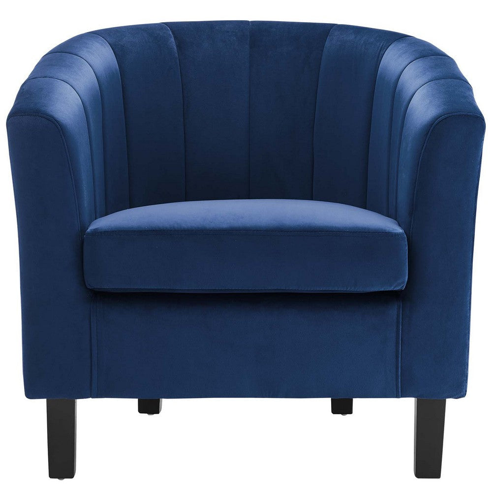 Modway Prospect Channel Tufted Upholstered Velvet Armchair Navy MDY-EEI-3188-NAV