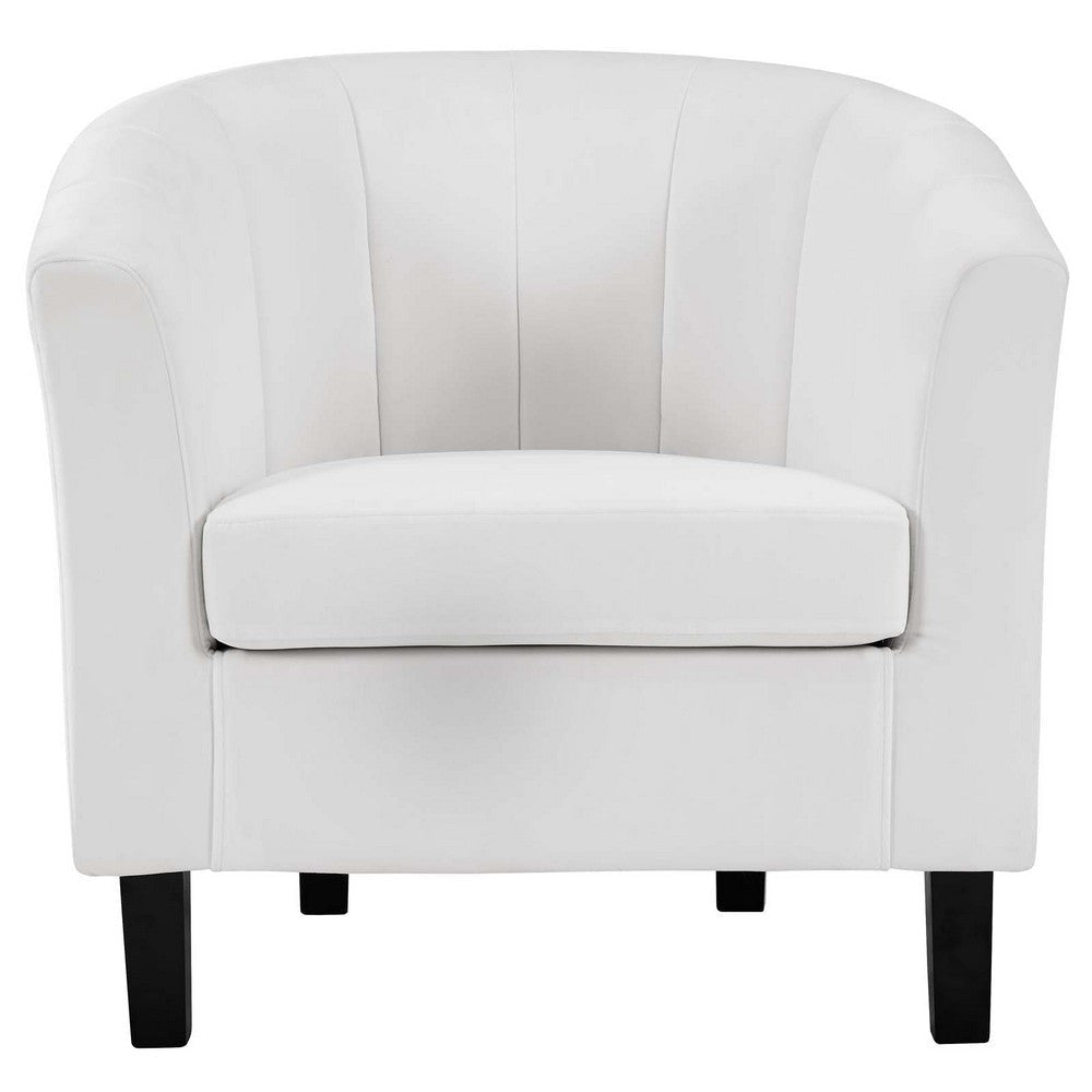 Modway Prospect Channel Tufted Upholstered Velvet Armchair White MDY-EEI-3188-WHI