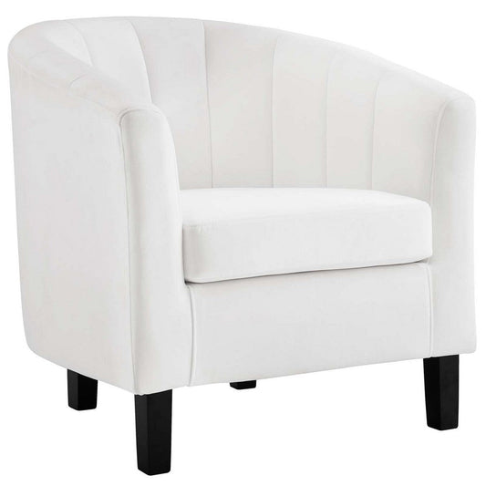 Modway Prospect Channel Tufted Upholstered Velvet Armchair, White