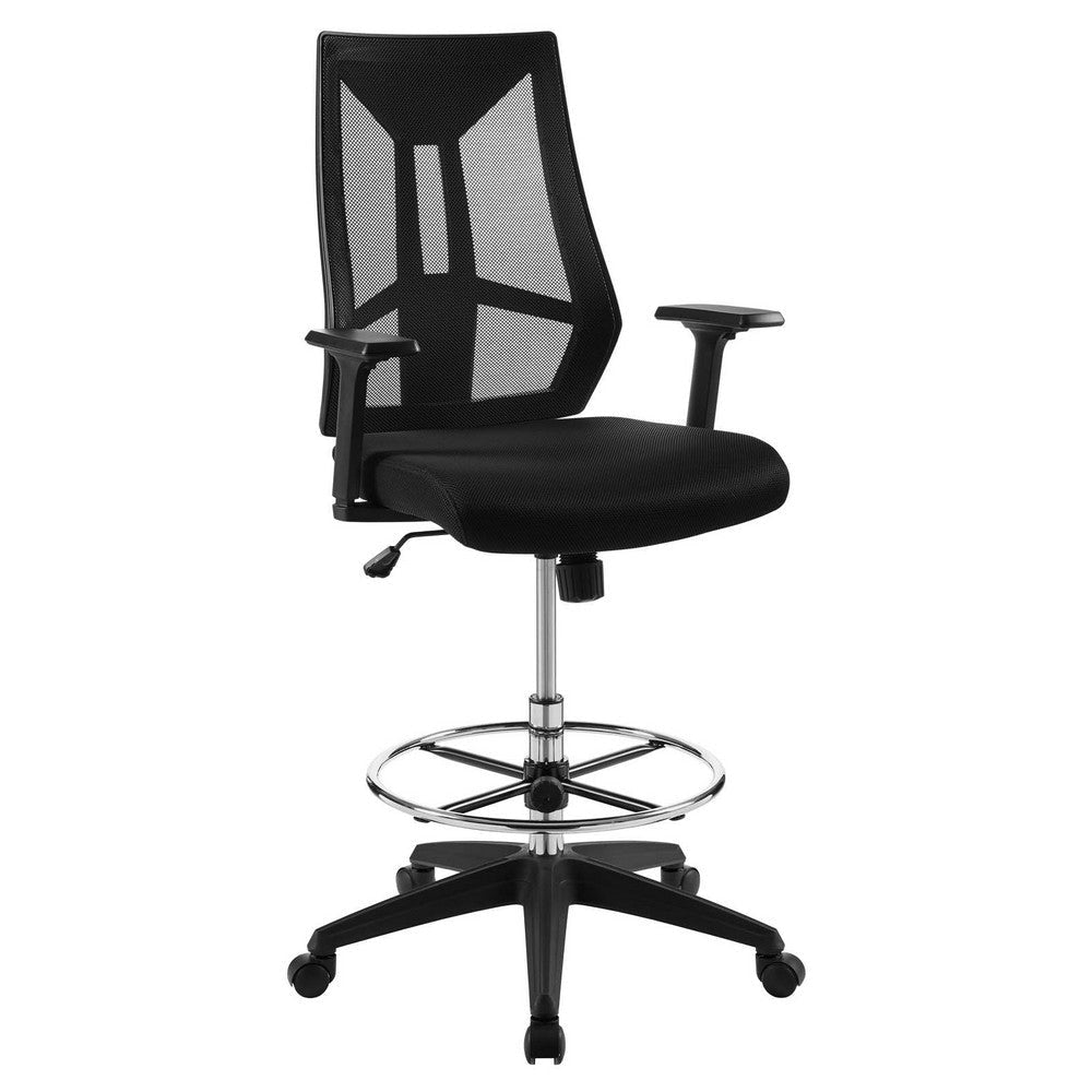 52 Inch Drafting Chair, Mesh Fabric, Star Base, Black  - No Shipping Charges