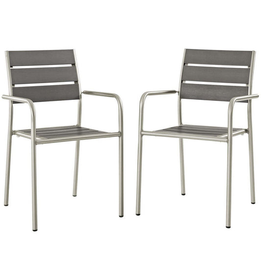 Shore Outdoor Patio Aluminum Dining Rounded Armchair Set of 2 - No Shipping Charges