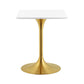 Modway Lippa Mid-Century Modern 24’’ Square Dining Table With White Top and Gold Base MDY-EEI-3210-GLD-WHI