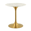 Modway Lippa 28" Mid-Century Modern Dining Table with Round Top in Gold White