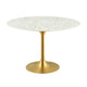 Modway Lippa 47" Mid-Century Dining Table with Round Artificial Marble Top in Gold White