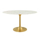 Modway Lippa 54’’ Oval-Shaped Mid-Century Modern Dining Table with Artificial Marble Top and Gold Base MDY-EEI-3235-GLD-WHI