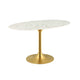 Modway Lippa 54" Oval-Shaped Mid-Century Modern Dining Table with Artificial Marble Top and Gold Base