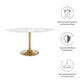 Lippa 60’’ Oval Artificial Marble Dining Table in Gold White MDY-EEI-3236-GLD-WHI