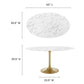 Lippa 60’’ Oval Artificial Marble Dining Table in Gold White MDY-EEI-3236-GLD-WHI