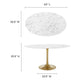 Lippa 60’’ Oval Artificial Marble Dining Table in Gold White MDY-EEI-3236-GLD-WHI
