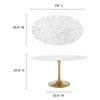 Lippa 60’’ Oval Artificial Marble Dining Table in Gold White MDY-EEI-3236-GLD-WHI