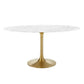 Lippa 60’’ Oval Artificial Marble Dining Table in Gold White MDY-EEI-3236-GLD-WHI