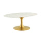 Modway Lippa Mid-Century Modern 42’’ Oval Artificial Marble Coffee Table in Gold White MDY-EEI-3249-GLD-WHI