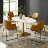 Modway Lippa 60" Oval-Shaped Mid-Century Modern Dining Table with White Wood Top and Gold Base