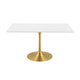 Modway Lippa 60’’ Mid-Century Modern Dining Table with Rectangle Top in Gold White MDY-EEI-3256-GLD-WHI