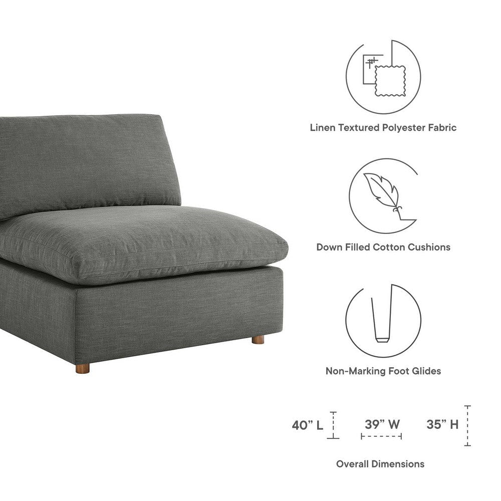 Modway EEI-3270 Commix Down-Filled Overstuffed Upholstered Sectional Sofa Armless Chair in Gray MDY-EEI-3270-GRY