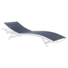 Modway Glimpse Aluminum Mesh Outdoor Patio Poolside Deck Chaise Lounge Chair in White Navy MDY-EEI-3300-WHI-NAV