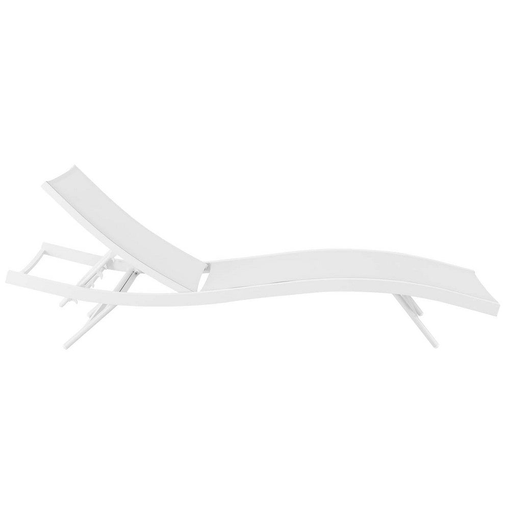 Modway Glimpse Aluminum Mesh Outdoor Patio Poolside Deck Chaise Lounge Chair in White White MDY-EEI-3300-WHI-WHI